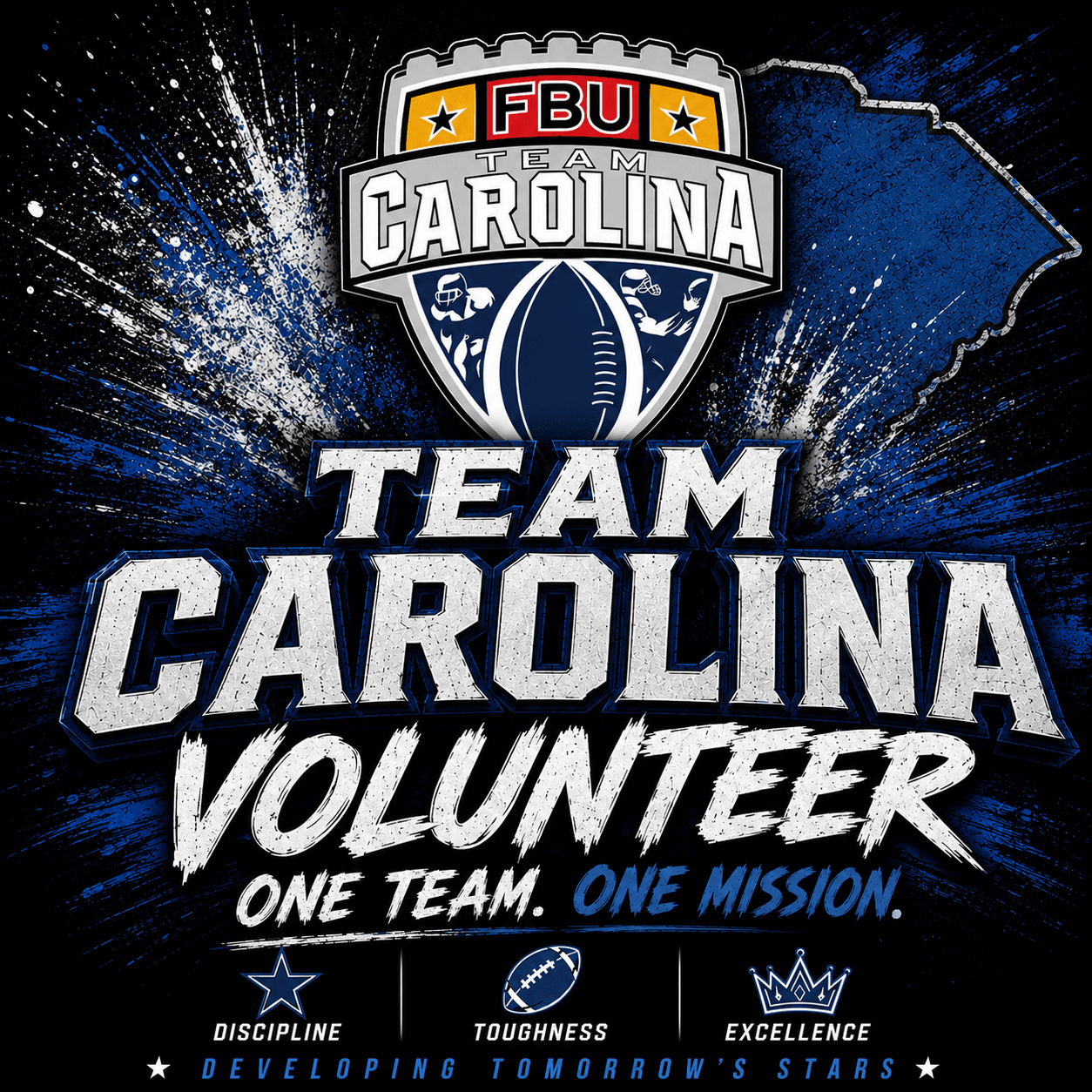FBU Team Carolina volunteer program badge